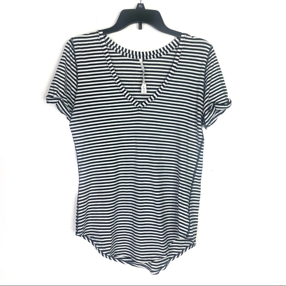 lululemon athletica Tops - Lululemon Black White Striped Tee Shirt Size 4